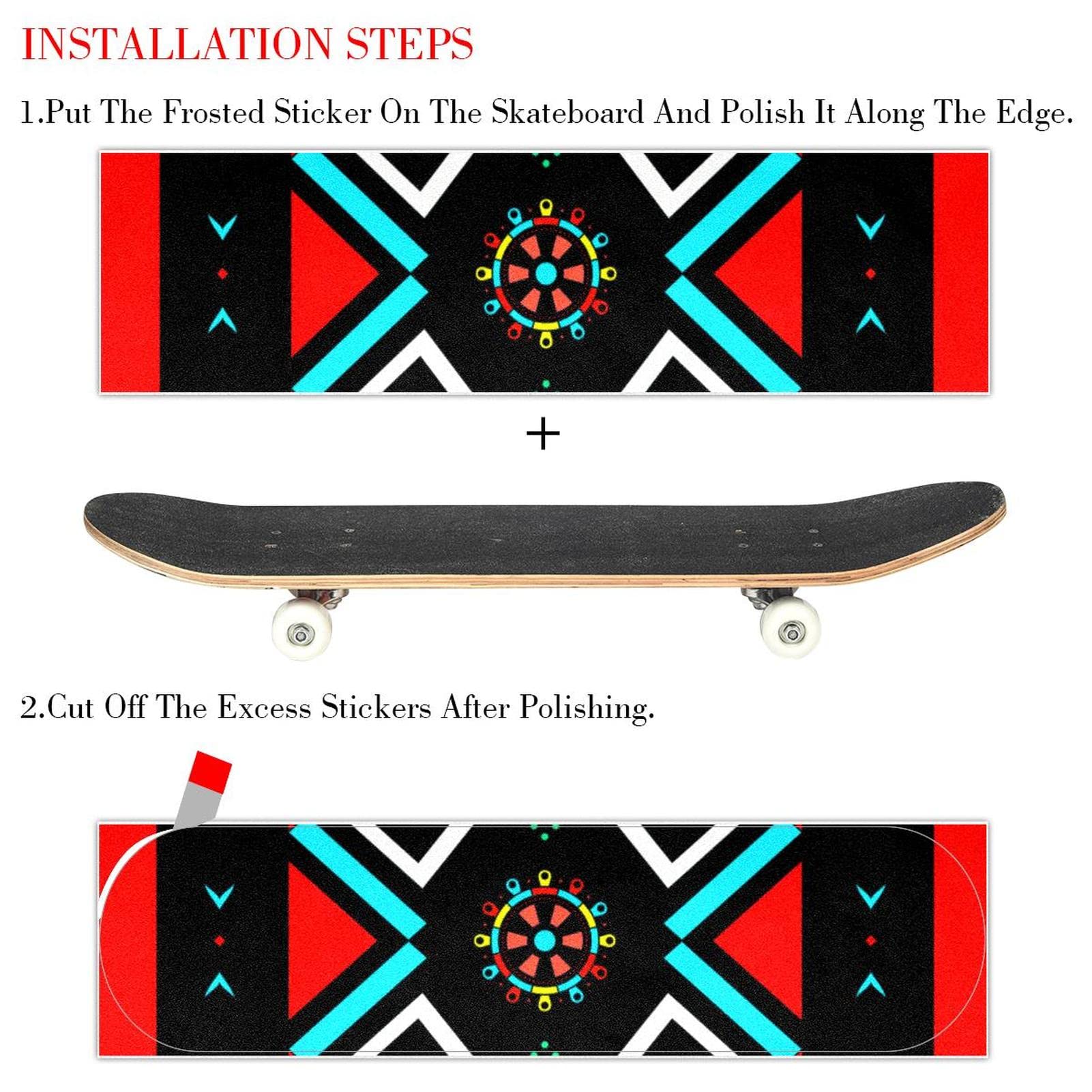 Boho Bohemia Skateboard-Griptape, Schleifpapier, Longboard, Aufkleber, Scooter, Deck, Sandpapier, 2 Stück