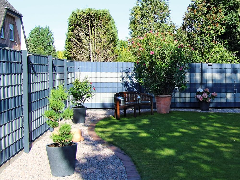 Bande brise-vue en PVC 35 m x 19 cm 630 g/m² Anthracite 30 clips