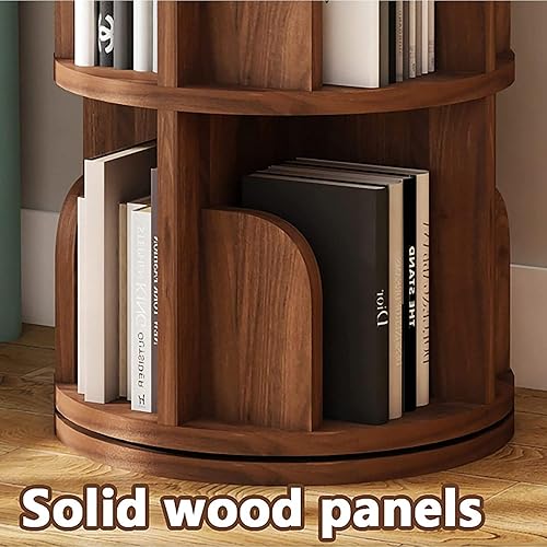 Miniatura 3 de QQXX Estantería giratoria de madera maciza, estantería giratoria redonda de 360 grados, estantería de pie para niños y adultos, estante esquinero,
