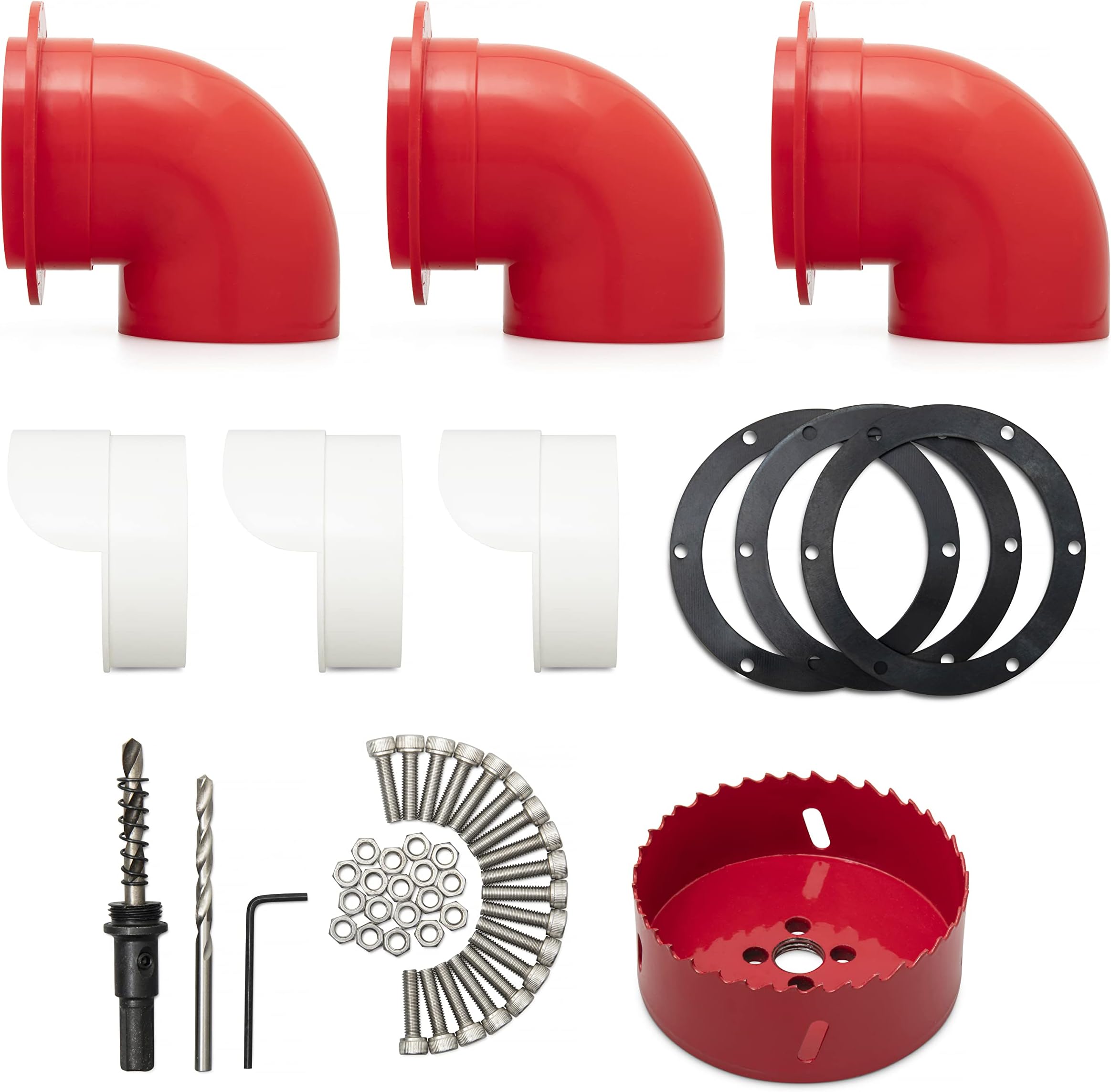 Pollywog Hill Poultry Feeder Set - 3 Sets, Automatic Gravity System, All Tools Included - Complete with Hole Saw