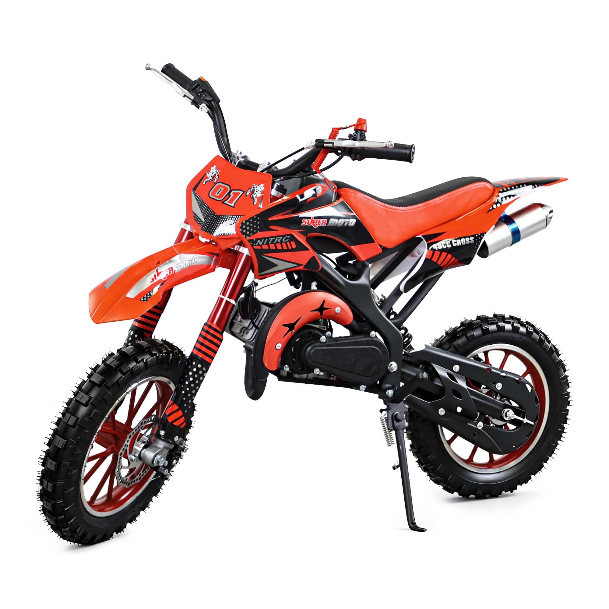 50cc Dirt Bike, 2 Stroke Gas Mini Bike for Kids 8-15 with Front Rear Disc Brakes