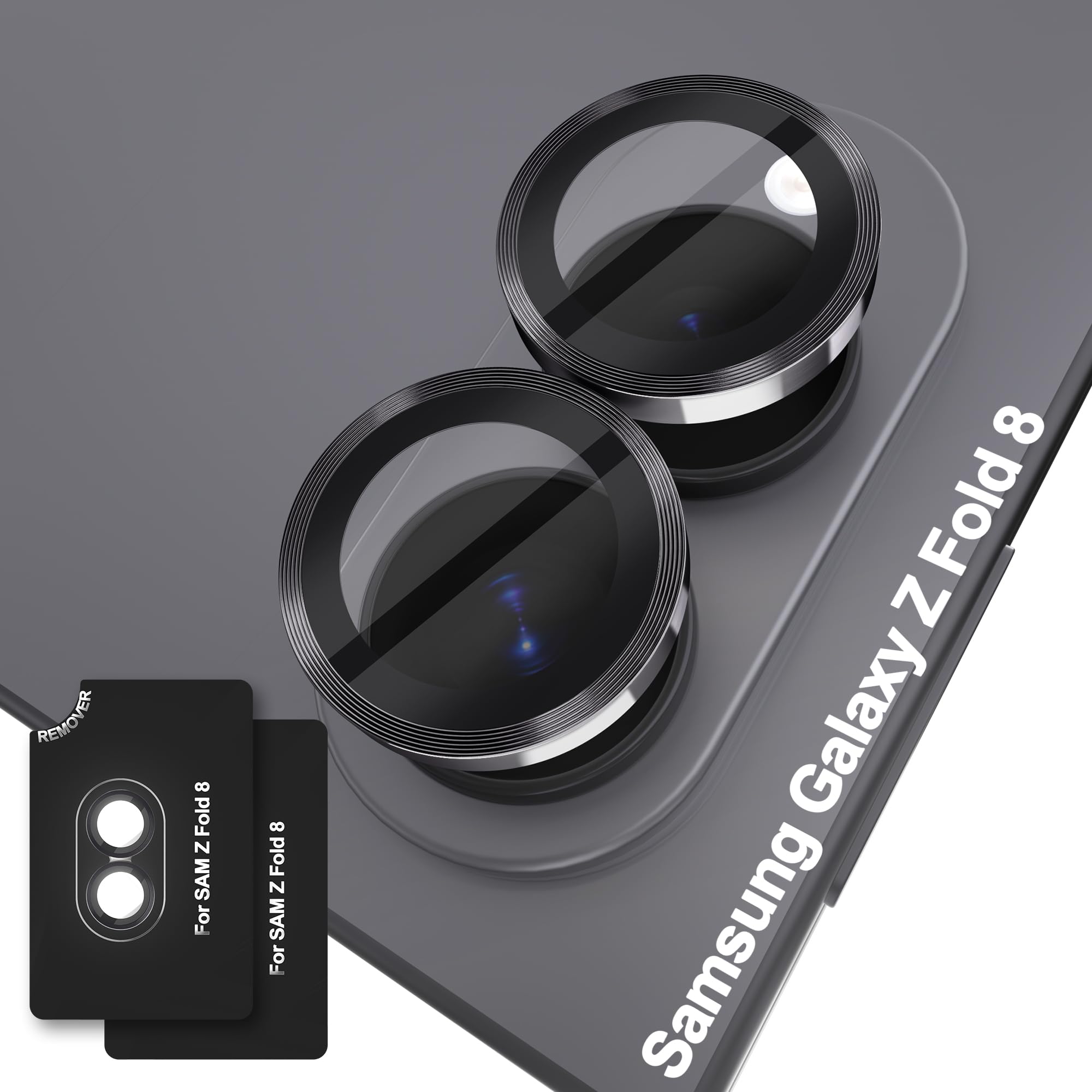 Orzero 9H Glass Camera Lens Protector for Galaxy Z Fold 8-Gray, 2 Set