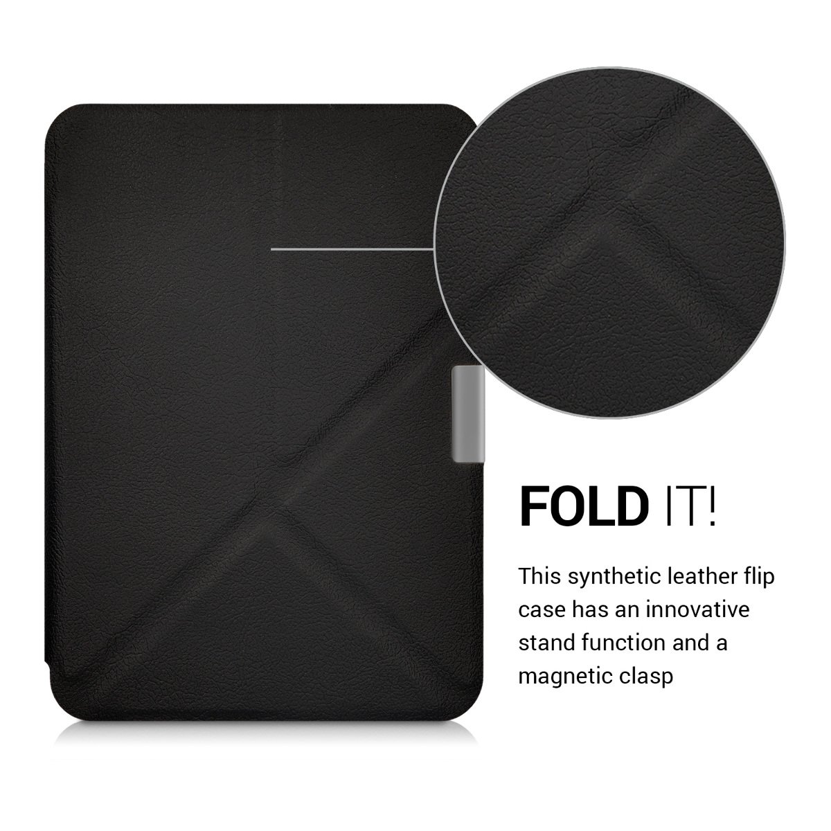 Custodia Origami Kwmobile Per Tolino Shine 3 – Cover Magnetica In PU Con Stand Verticale, Protezione Antiurto, Nero - 4