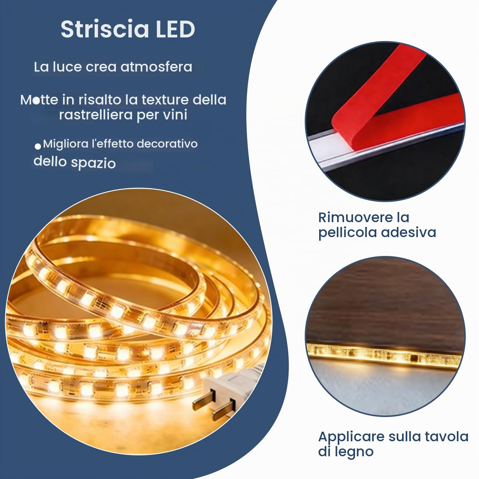 140cm Portabottiglie da Parete con luce LED, Metallo Porta Bottiglie Vino Con Portabicchieri, Grande Espositore per Bottiglie di Vino, Per Bar Domestico, Sala da Pranzo