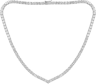 Gemsme Tennis Necklaces for Women, 4 Prong White/Yellow Gold Plated Cubic Zirconia Necklaces for Women