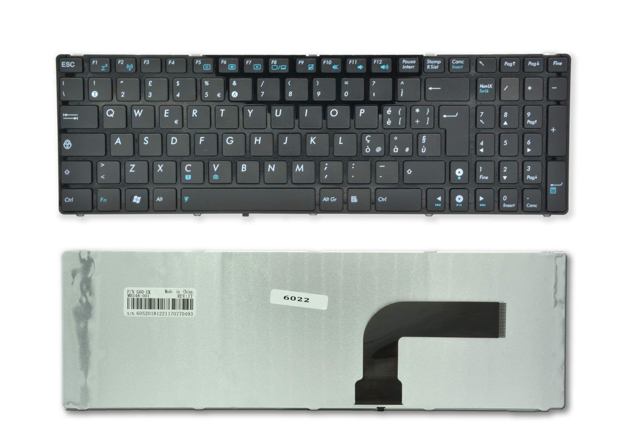 Tastiera Italiana Per ASUS A55/K55 – Layout QWERTY, Compatibile Con 0KNB0-6100IT00 E Molti Modelli, Senza Retroilluminazione