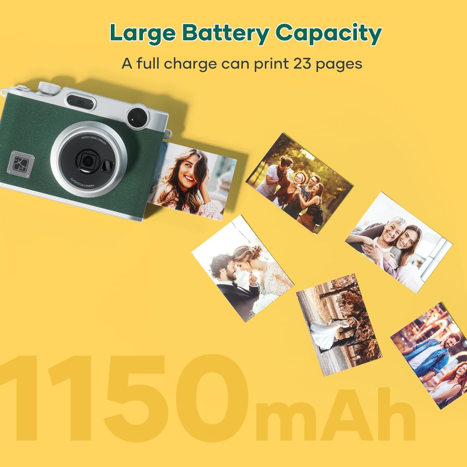 iDPRT Hanin Instant Print Camera, Instant Film Camera, Wireless Bluetooth Photo Printer + 10 Sheets Photo Paper, Portable Instant Cameras that Print Photos for Christmas/Birthday/Travel/Party