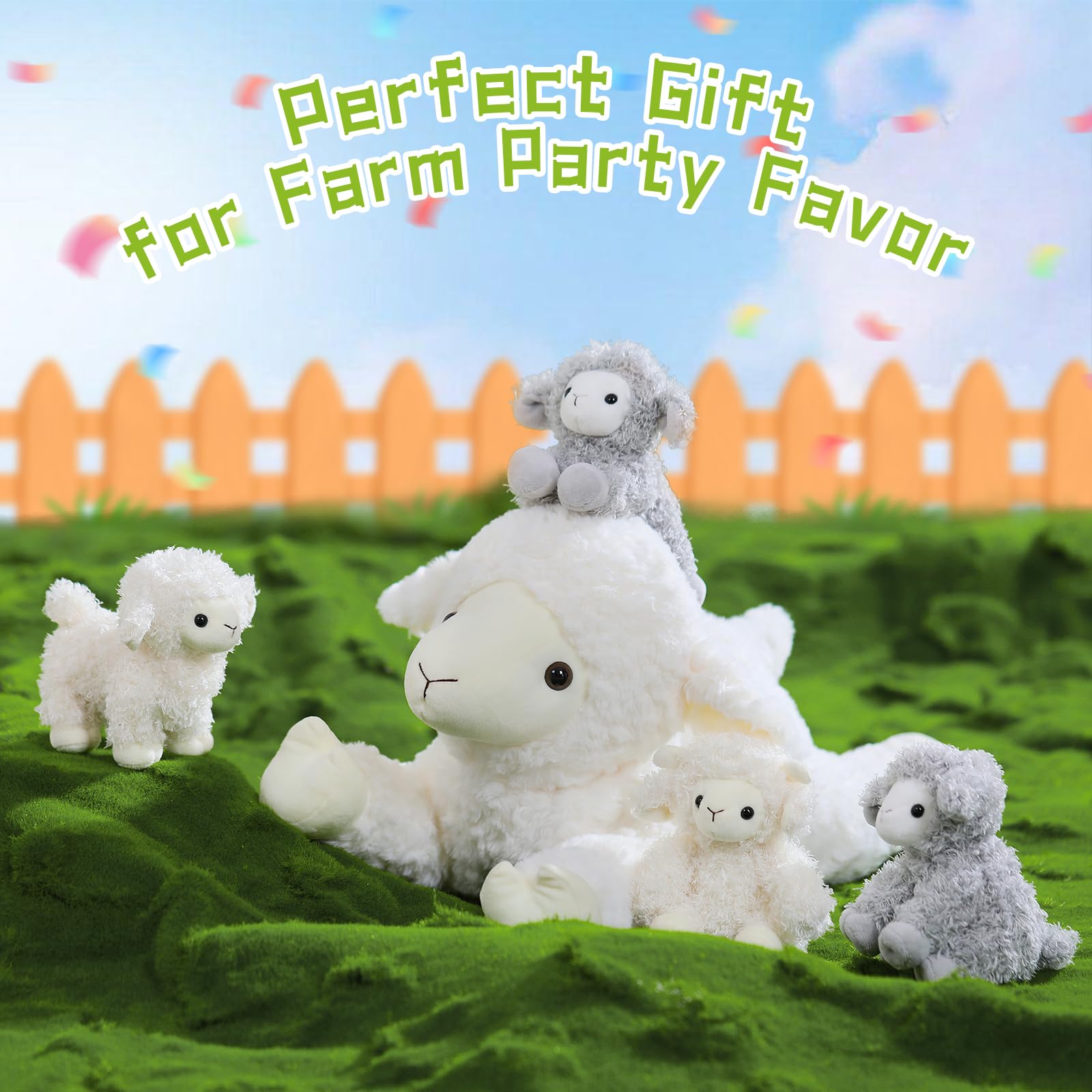MorisMos Sheep Teddy with Babies inside, Lifelike Cuddly Goat Stuffed Animal Plush Soft Toys, Kawaii for Kids Girls Boys Birthday Party Decoration (50 cm) — view 8
