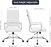 Vista 3 de LANDSUN Home Office Chair Ribbed Leather High Back Executive Swivel Computer Desk Chairs with Wheels and Armrests Soft Padded Adjustable Height