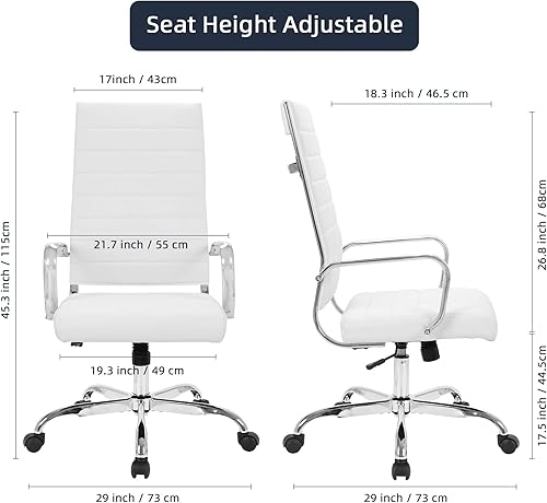 Miniatura 3 de LANDSUN Silla de oficina en casa, de cuero acanalado, respaldo alto, giratoria, ejecutiva, sillas de escritorio para computadora con ruedas y