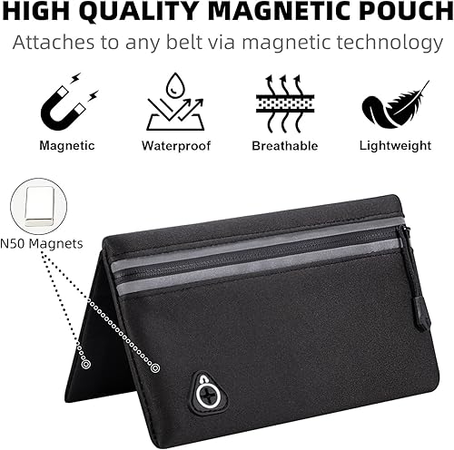 Miniatura 4 de Riñonera magnética para correr, bolsa magnética para correr, bolsa magnética para correr para mujeres y hombres, con bolsillo con cierre magnético,