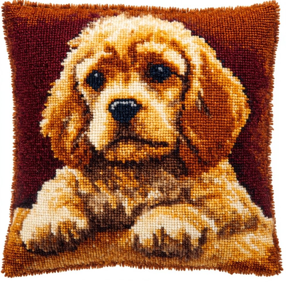 FWRTYCB Latch Hook Kits for Adults Brown Golden Dog Cocker Spaniel Latch H