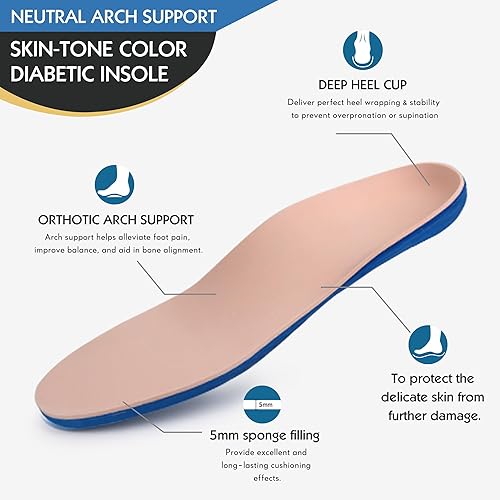 Miniatura 5 de Ortho+rest Zapatos para diabéticos para hombre, pies hinchados, para caminar, para caminar, con soporte para el arco, zapatillas ortopédicas