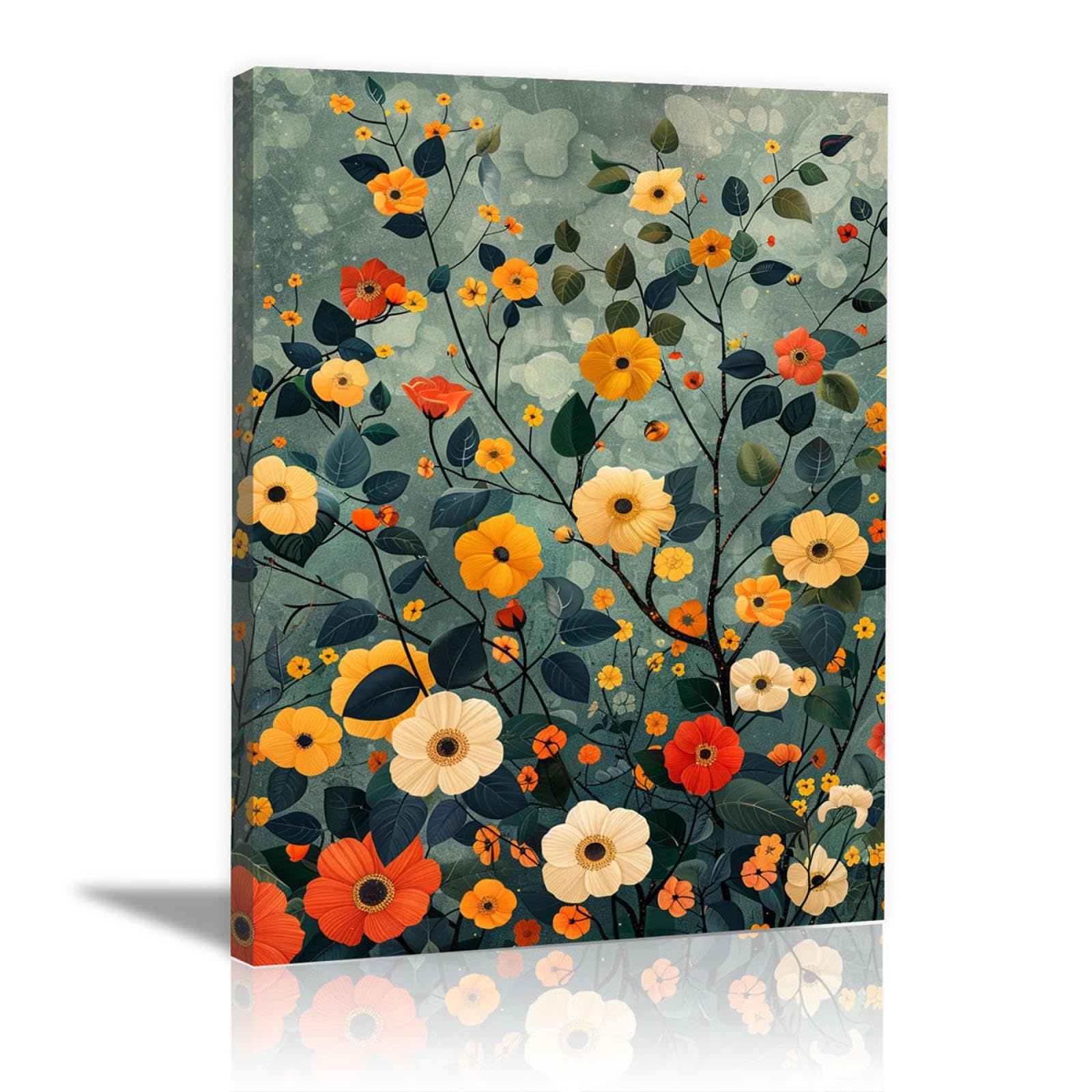 Tableau fleurs d'art moderne abstrait 40x60cm encadré - 8