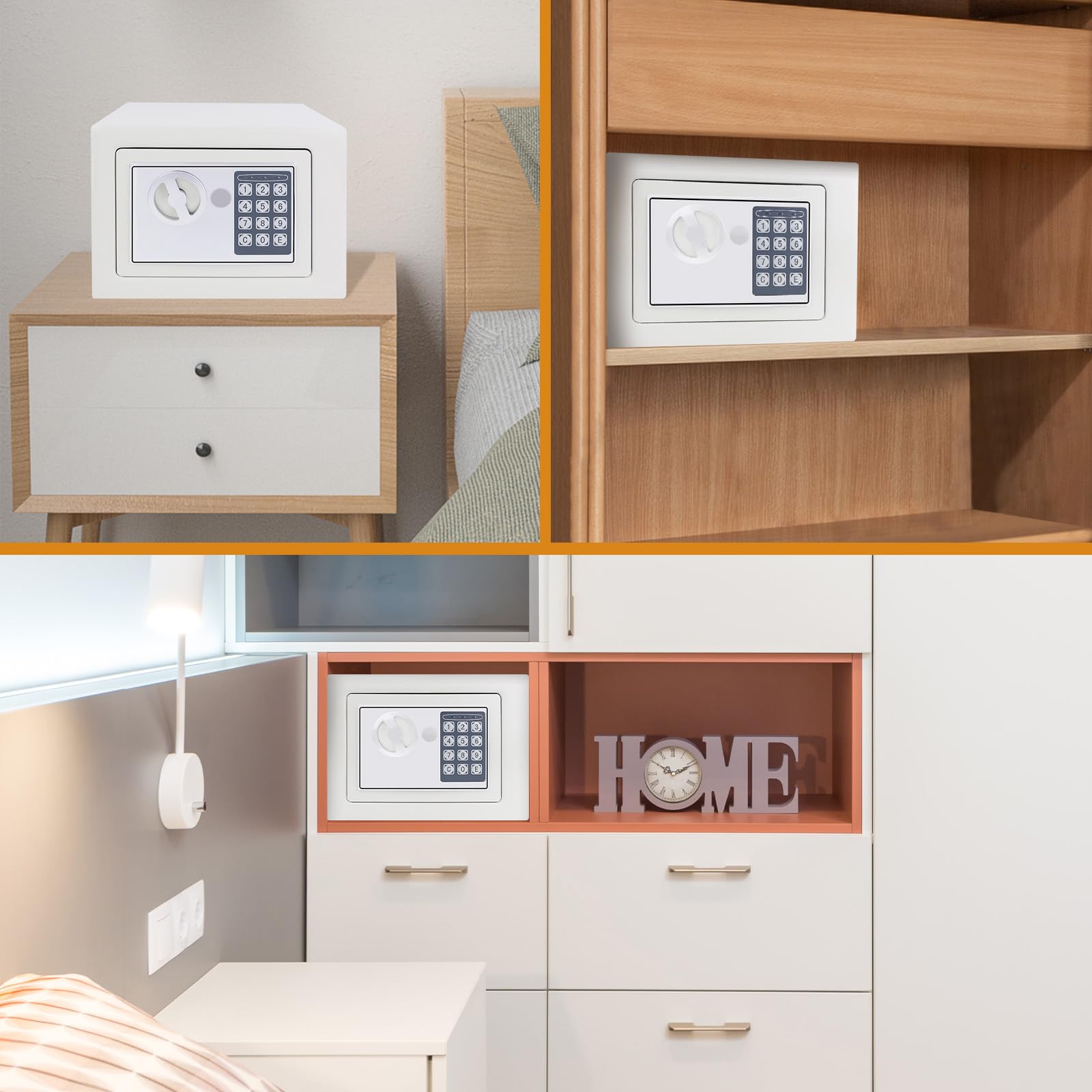 Sejf, 16 Litrów, Cyfrowy Sejf Larsecurity, Stalowa Obudowa, 9,8 X 13,8 X 9,8 Cala, Sejf Domowy Na Gotówkę, Z Ryglami, Zapasowymi Kluczami, Czarny, 4,6 L,White-4.6L