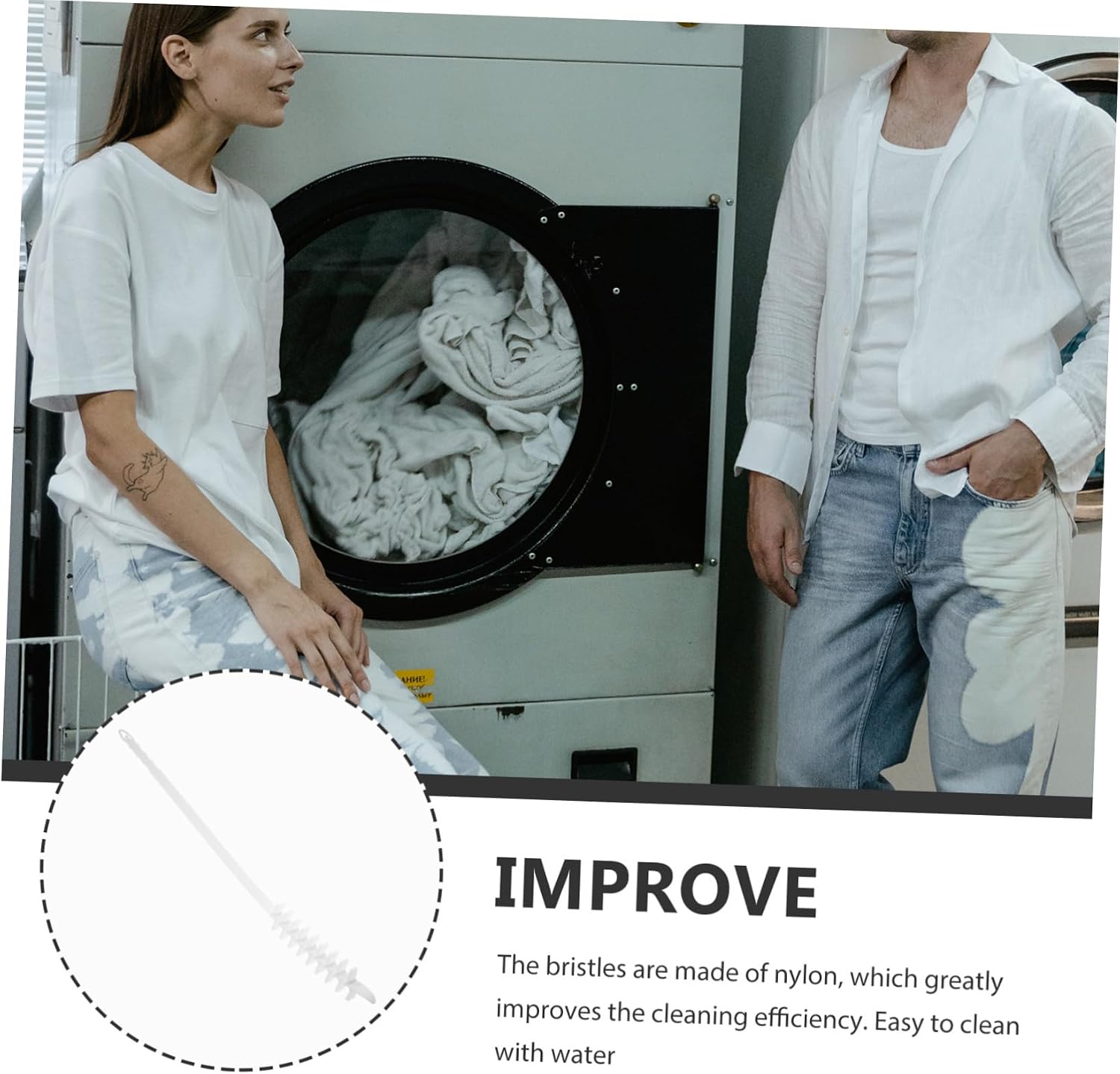 Laundry Brush Nylon Bristles for Washing Machine Cleaning Dryer Vent Brush Cleaning for Washer