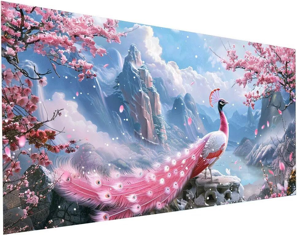 Broderie Diamant kit Complet Paon 90x180 cm Diamond Painting XXL