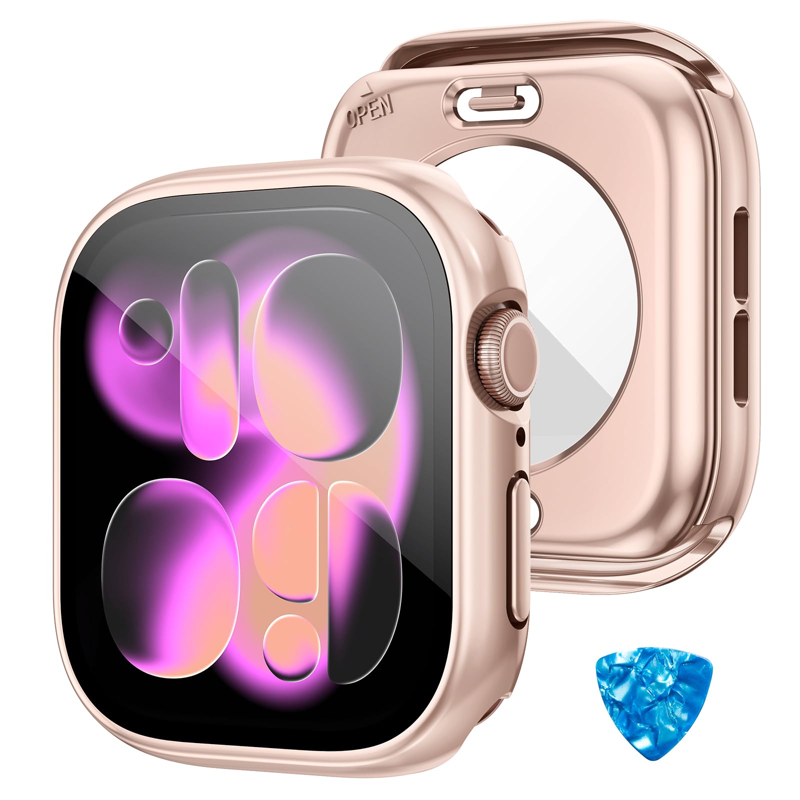 [2 w 1] Wodoodporne etui do Apple Watch Series 10 46 mm osłona ekranu, 360 ochronna osłona PC ze szkła hartowanego, przedni i tylny zderzak do iWatch 6/SE/5/4 Pyłoszczelna ochrona przed
