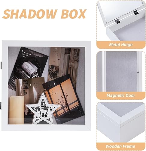 Miniatura 4 de Muzilife Marco de fotos de caja de sombra de 11 x 14 pulgadas, vitrina de madera profunda y vidrio de 2.16 pulgadas, caja de memoria lista para