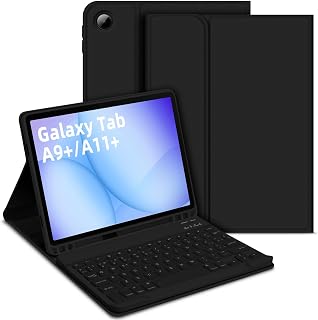 Bettdow für Samsung Galaxy Tab A9+/A9 Plus 2023 Tastatur Hülle, Schwarz (Spanisch)