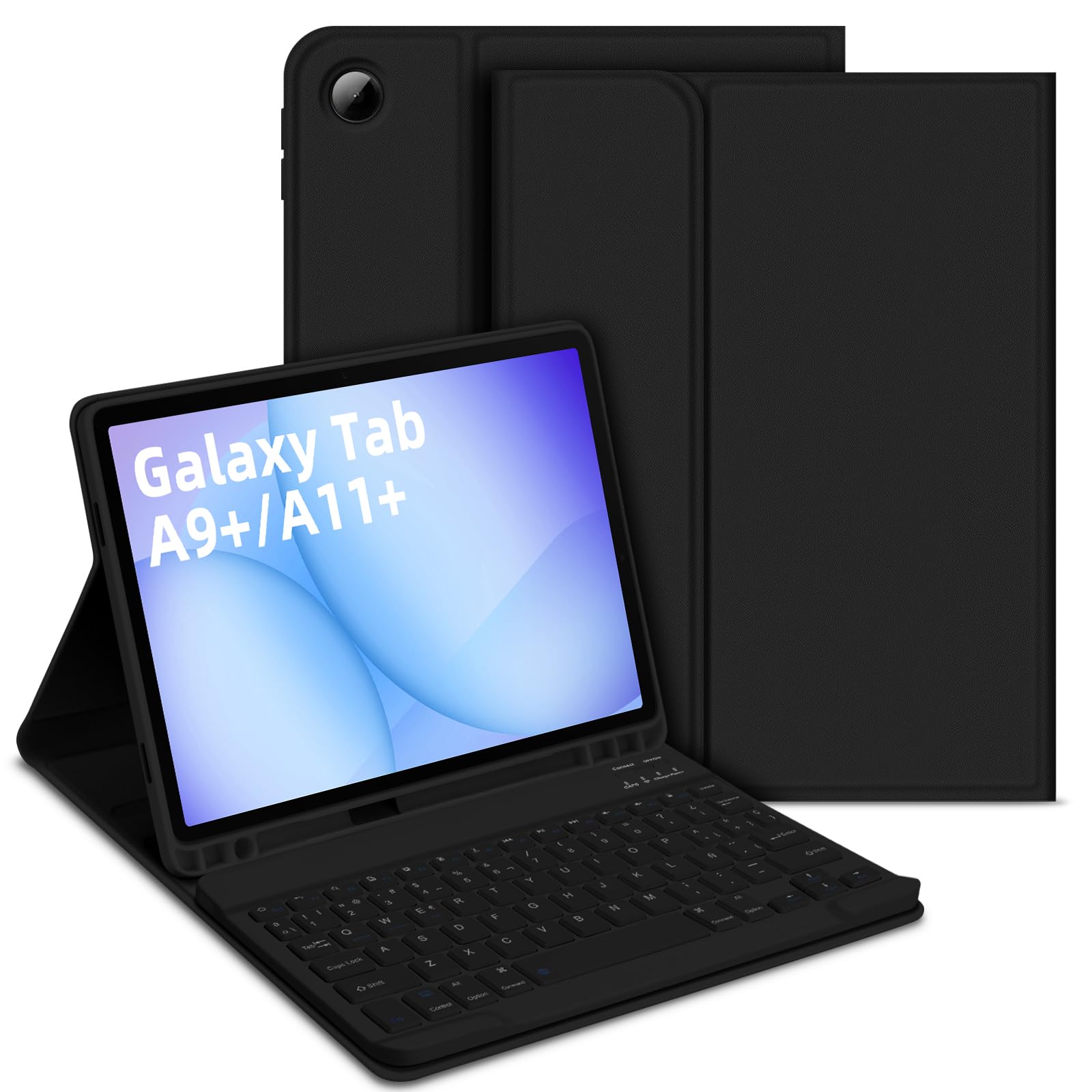 Bettdow Funda con Teclado para Samsung Galaxy Tab A11+/A9+ 11", Desmontable Español Ñ Teclado con Funda Protectora con para Tab A11 Plus 2025 /A9 Plus 11" 2023 SM-X210/X215/X216/X230/X236, Negro