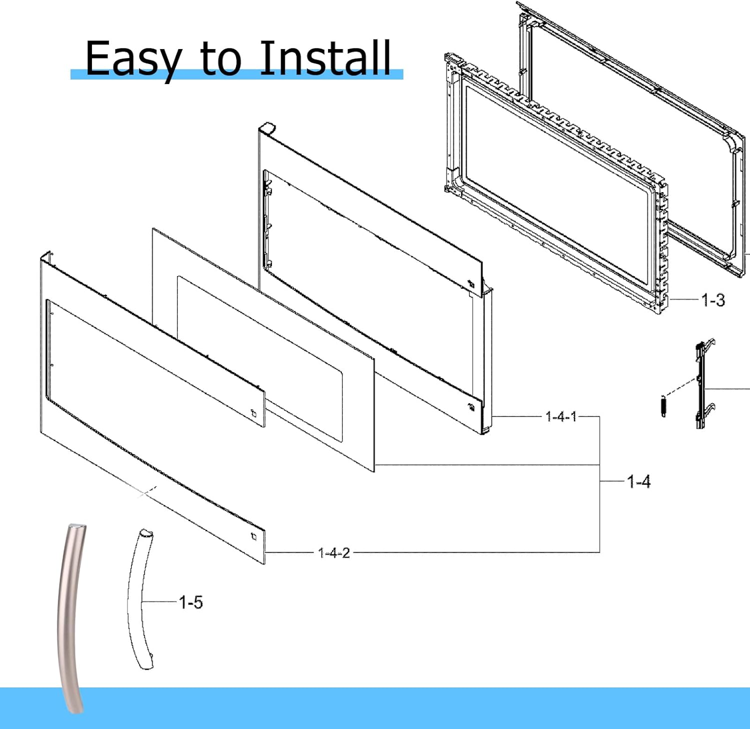 Microwave Handle DE94-02933A Compatible with Samsung Microwave Door Handle Replacement Parts with 2 Screws ME16A4021AS ME21R7051SS ME17R7021ES