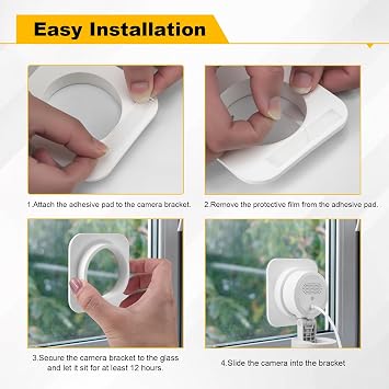 2 Pack MagitcSee Window Mount Fits for Aqara G100, No Drill No Screws Strong Adhesive Camera Holder, Anti-Theft Cam Bracket for Glass Window, Home Security Camera Accessories, White
