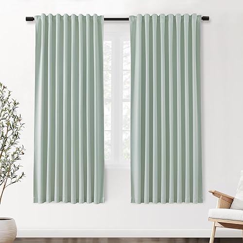 Miniatura 58 de SHINELAND Cortinas opacas de 102 pulgadas para sala de estar, cortinas opacas con pestaña trasera de 102 pulgadas de largo para dormitorio, Crema