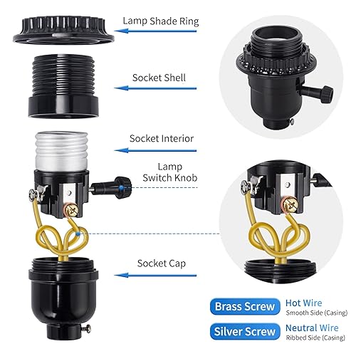 Miniatura 3 de DiCUNO Reemplazo de enchufe de lámpara E26 con certificación UL, perilla del interruptor de giro para encendidoapagado, enchufe de luz de base