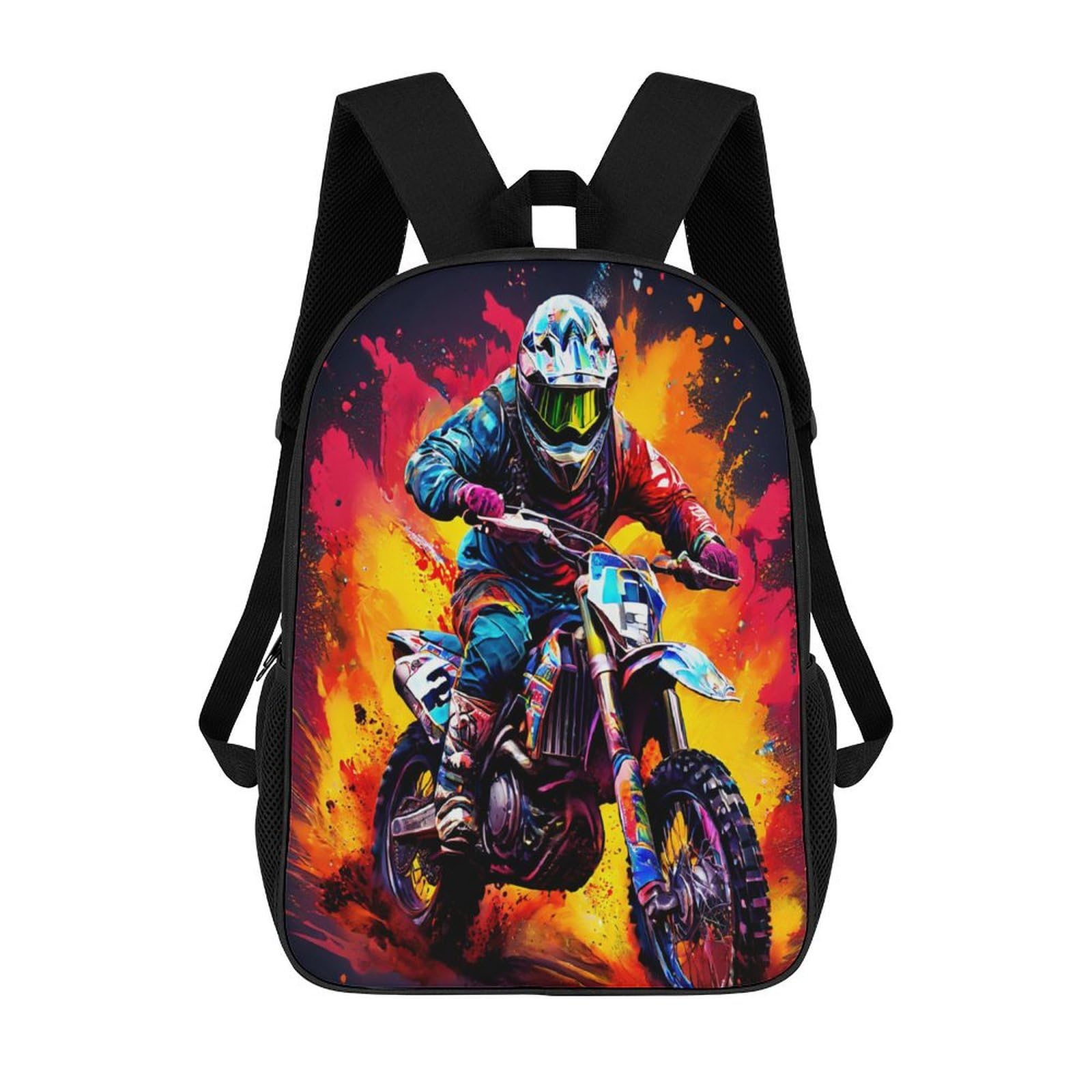 Tnfhsoft Unisex Kids Motocross Bike-7 Motocross Bike Backpacks Boys Girls Secondary School Bookbags Backpack For Junior Elementary Rucksack 17Inch