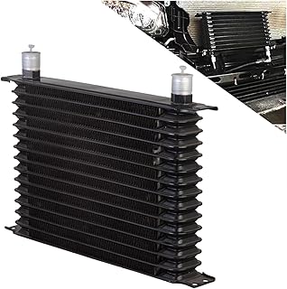 HYUUGA Enfriador de Aceite de Coche Universal de Aluminio de 15 Filas AN10 Kit de Enfriador de Aceite de transmisión de Motor Color Negro