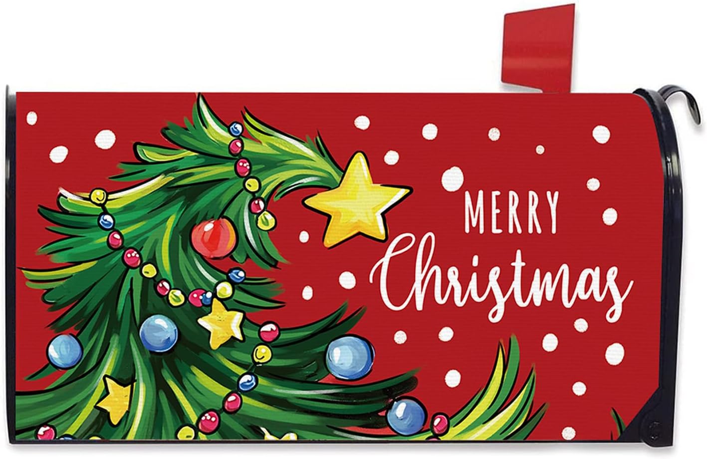 Christmas Reindeer Red Mailbox Cover Magnetic Standard Size 20.5" x 18", Xmas Snowflake Decorative Post Letter Box Wrap Decor, Winter Holiday Garden Yard Outdoor Decoration