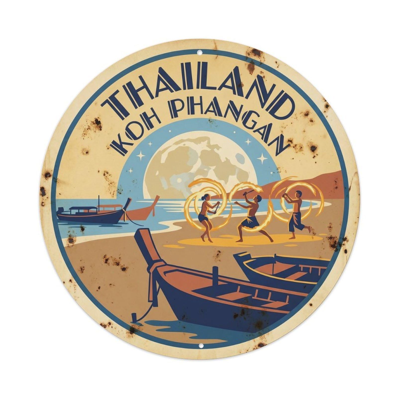 Thailand Koh Phangan Ocean Island Coastal Travel Metal Tin Sign