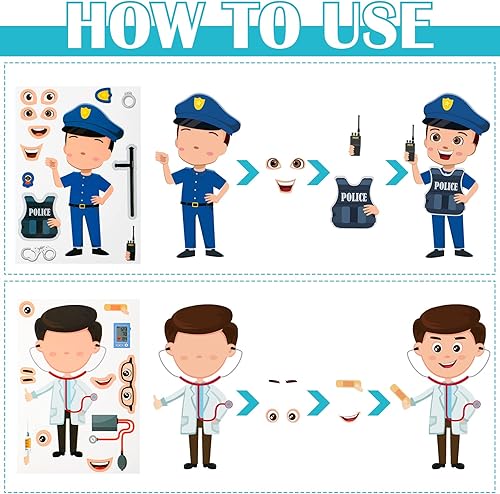 Miniatura 3 de Zonon 48 calcomanías educativas para hacer tu propia ocupación para niños, regalos de fiesta, recompensas, regalo de cumpleaños, manualidades con 8