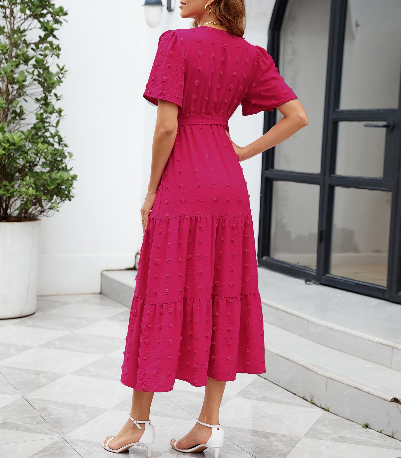 Estiti Casual da Donna Vestiti Estivi Eleganti Vestito Casua V Manica Corta Abiti da Donna Vestito Estivo Lungo