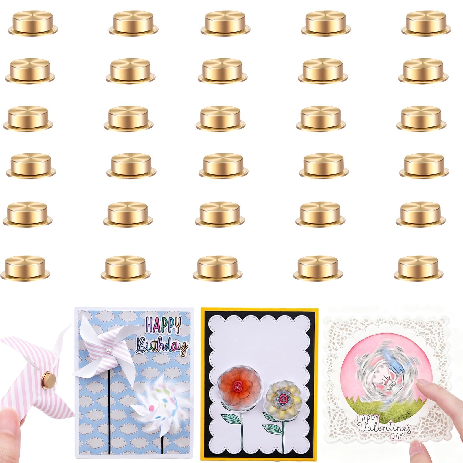 CYFUN DESIGN 30 Pcs Mini Metal Rotating Bearings for Card Making DIY Handmade Crafts Paper Cards Scrapbooking Crafting, 360°Rotation Charm Bearing Spinner Art Tool Nail Rings Jewelry Rotating Tools