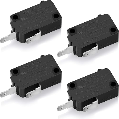 Weewooday 4 Pieces Microwave Oven Door Switches KW3AT-16 Switches Replacement Parts Compatible with SZM-V16-FD-63 SZM-V16-FA-63 3B73362F PS3522738 16 A and 125/250v, Normally Open