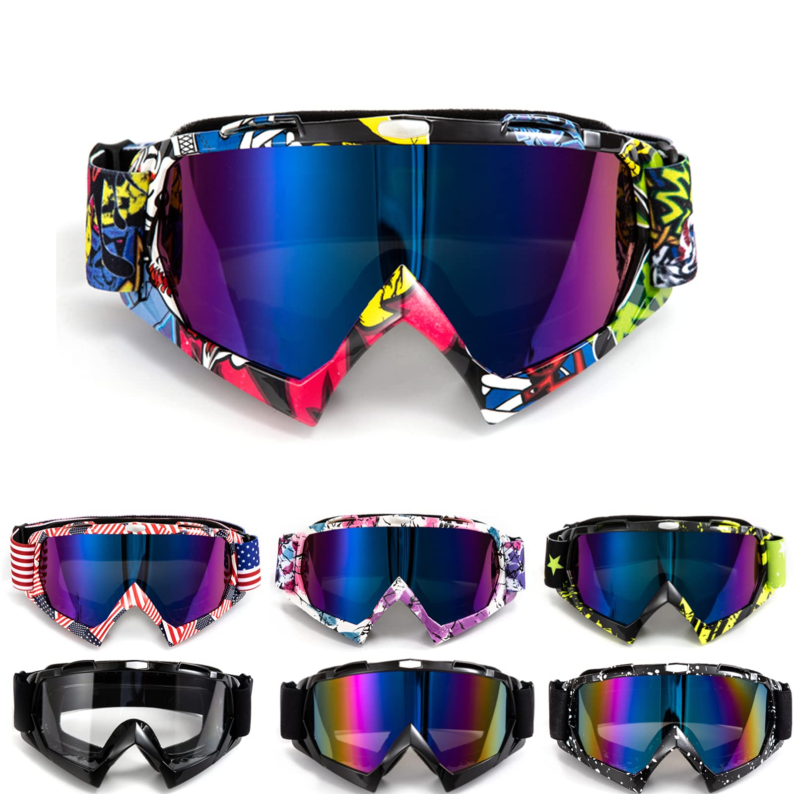 Occhiali da moto Motocross Dirt Bike Occhiali ATV Off Road Racing MX Occhiali da equitazione Antivento Anti Fog UV Occhiali da Sci
