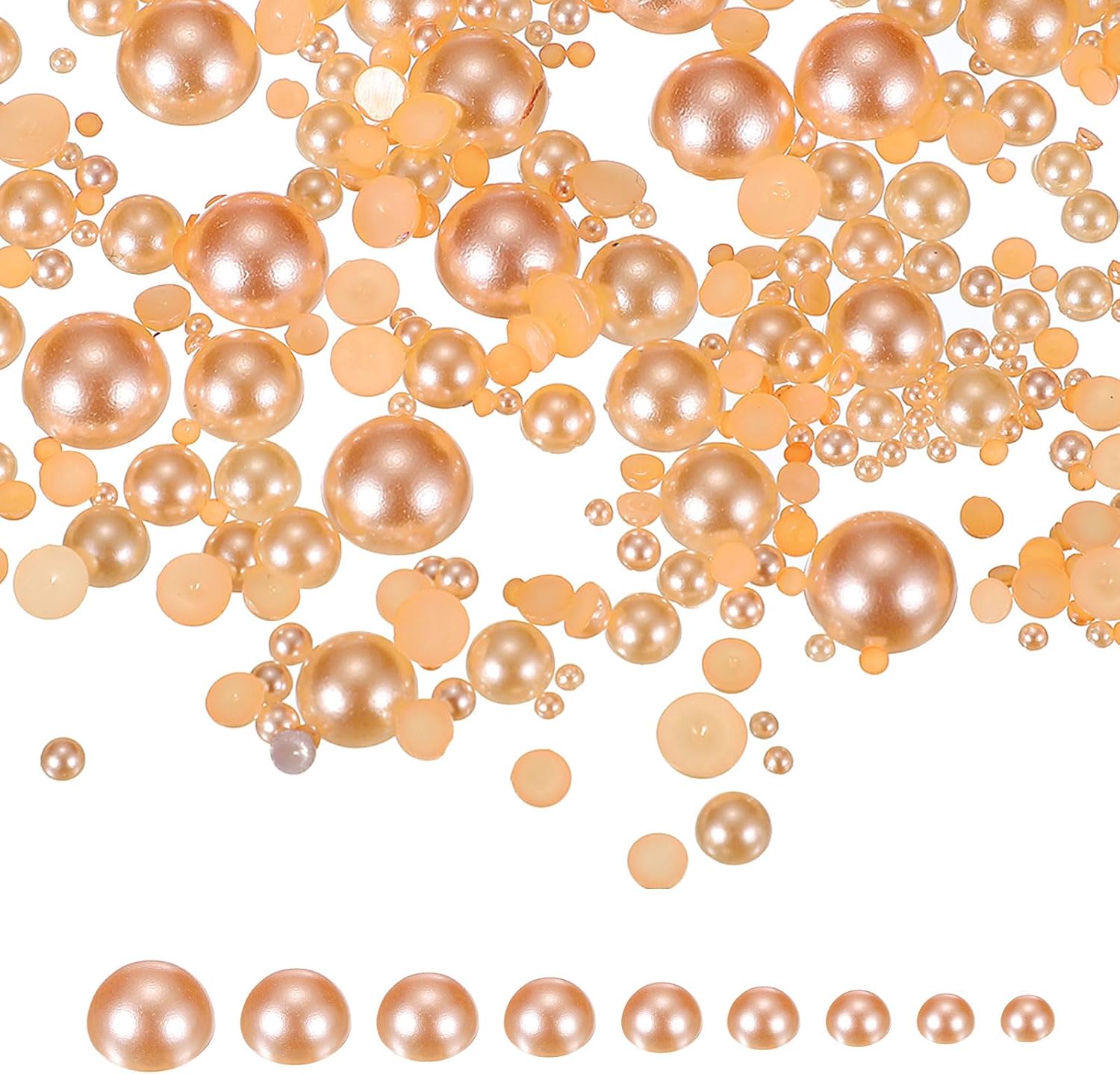 PATIKIL 1000Pcs Mix Pearls and Rhinestones, 2-10mm Mixed Sizes ABS Flatback Rhinestones Pearls for Craft Jewelry Making DIY Nail Art, Champagne
