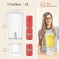 Vista 2 de Lifewit 1 Gallon Drink Dispenser for Parties 2 Pcs, 4L Plastic Beverage Container with Stand for Juice/Tea/Soda & Lemonade, Clear Water Pitcher with