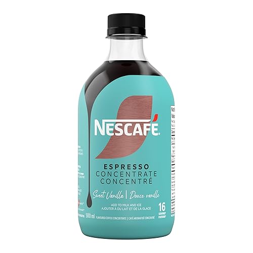 NESCAFE Espresso Sweet Vanilla, Flavoured Coffee Concentrate, Add Milk and Ice to Create Vanilla Flavoured Coffees & Lattes, Also Used For Hot Drinks, Recyclable, Contains Caffeine, 0.5 L - Vanilla