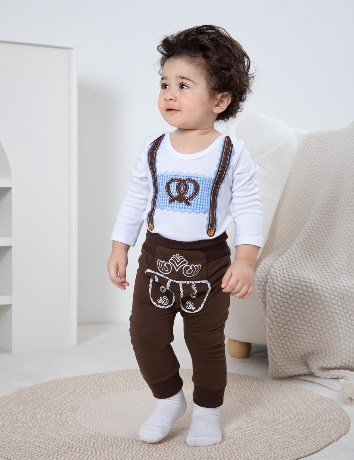 Neugeborenes Baby Junge Strampler + Hosen Legging + Hut 3Pcs Outfit 0-12 Monate