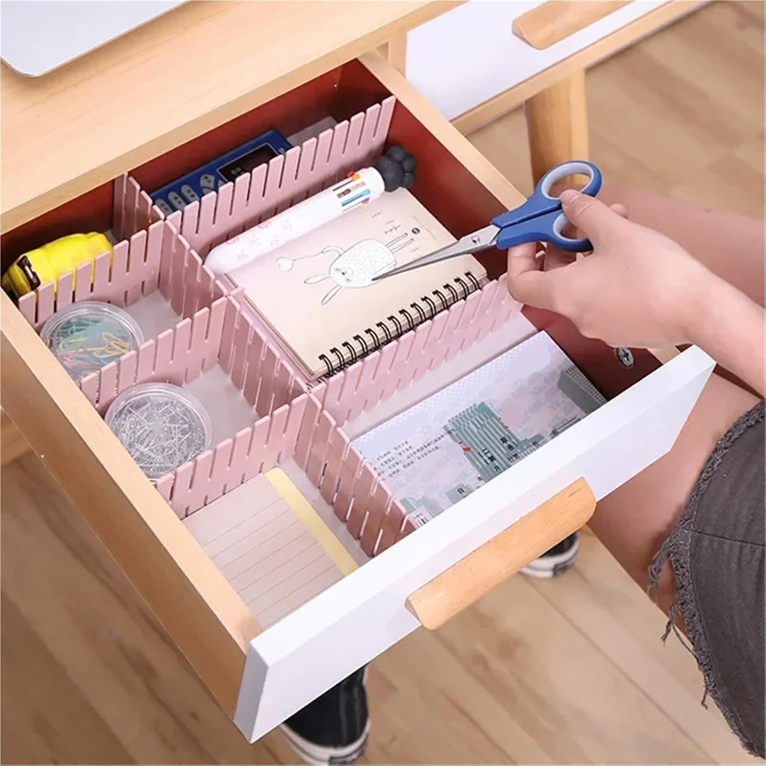 12/20/40 Pcs Adjustable Drawer Divider Storage Organizer Cabinet Separator For Socks Underwear Makeup Kitchen Dresser For Clothes(White-20PCS)