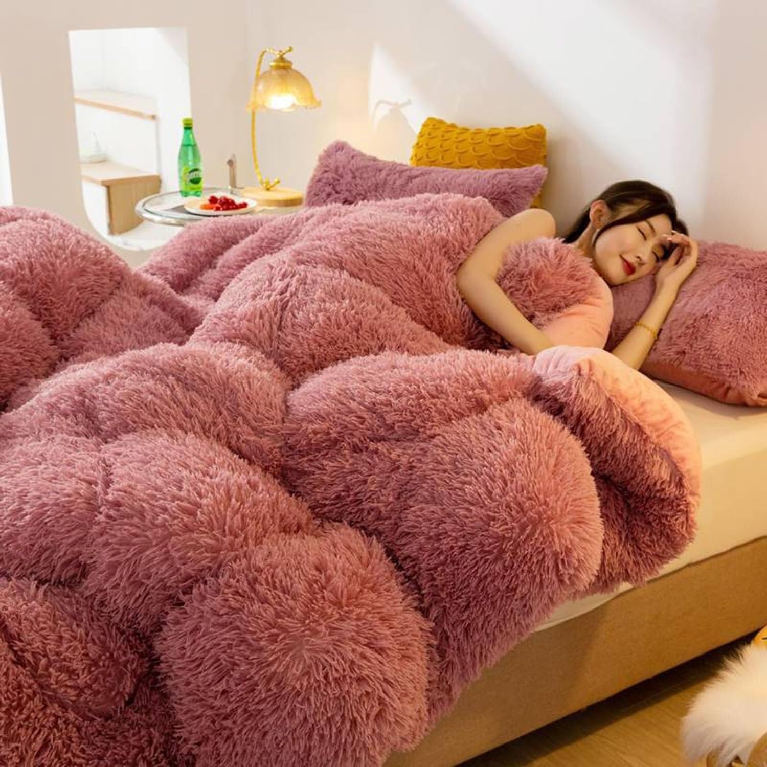 Couette en cachemire d'agneau couverture épaisse lit 2 personnes 150x200