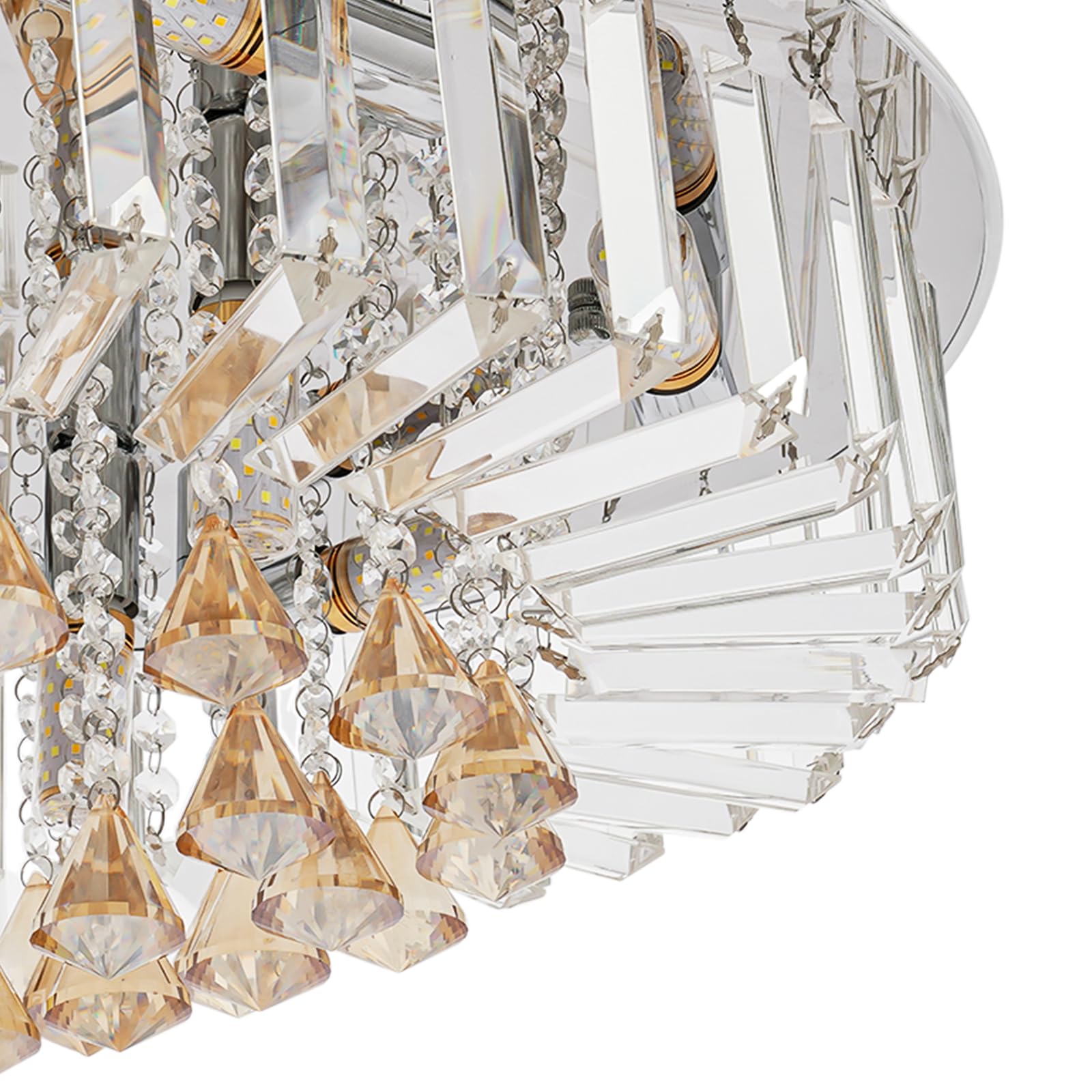 Modern Kronleuchter Kristall Leuchte, Luxus Gold Deckenleuchte, Pendelleuchte LED Kristall Kronleuchter 60CM, Deckenlampe, Deckenleuchte Lampe Beleuchtung Wohnzimme, Für Wohnzimmer E14