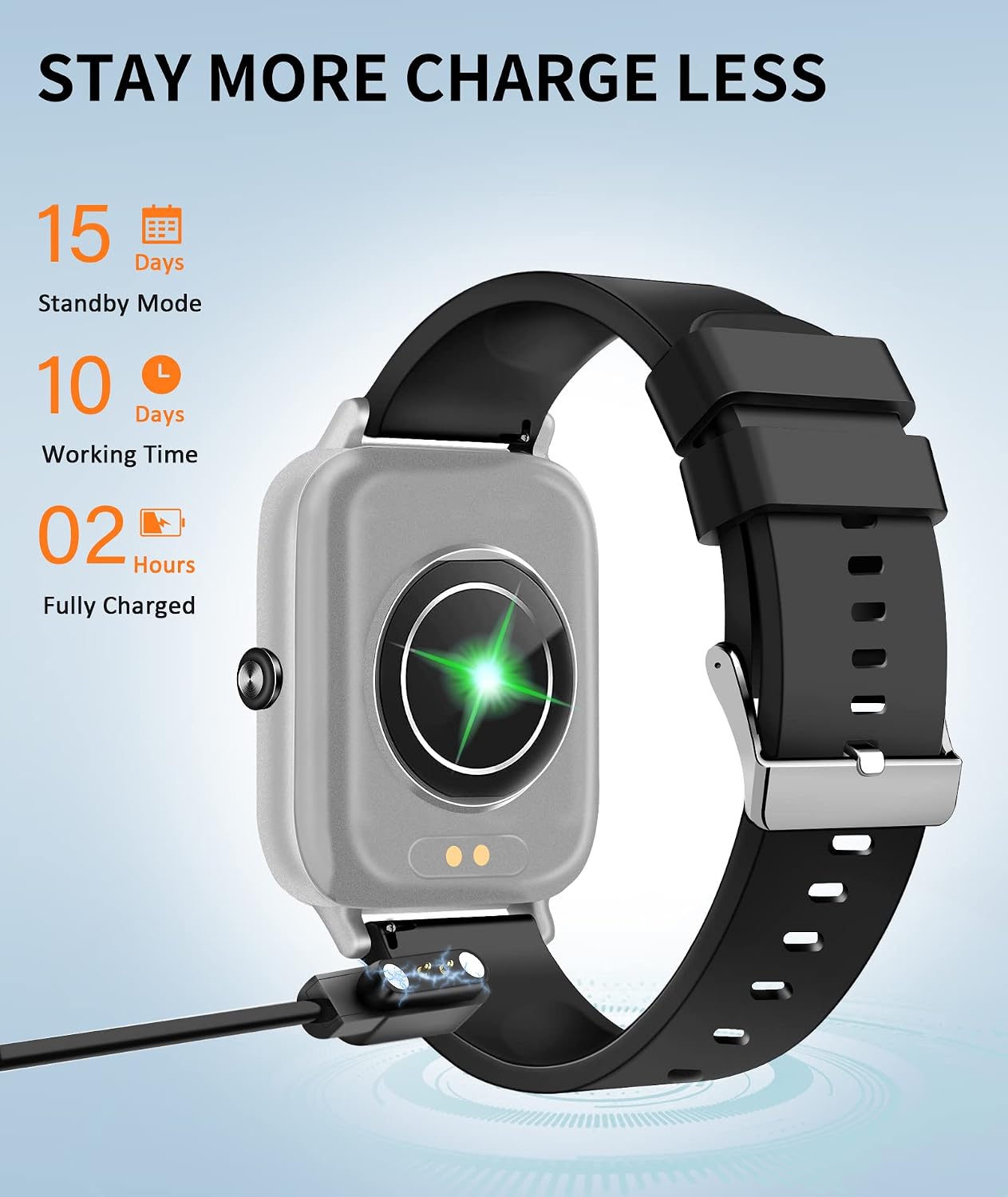 ANCwear Smart Watch, 1.69" Touch Screen Running Watch with Pedometer, Blood Pressure and Heart Rate Monitor, IP68 Waterproof Smartwatch for Men Women, Compatible Android iPhone Smartphone (Silver)
