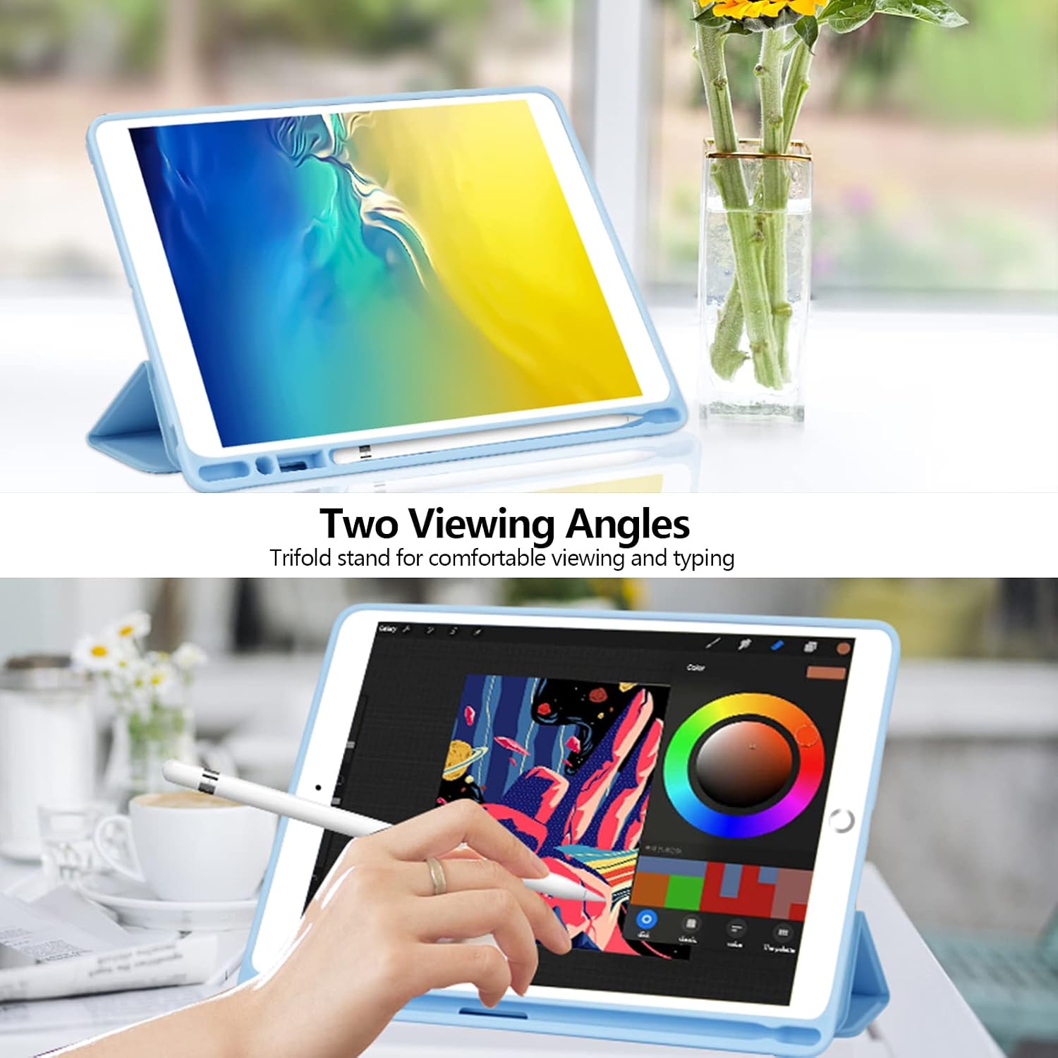 COO Case Compatible with iPad 9th/8th/7th Generation Case, iPad 10.2 inch Case with Pencil Holder, Protective Case with Soft TPU, Auto Wake/Sleep, Cover for iPad Case 2021/2020/2019