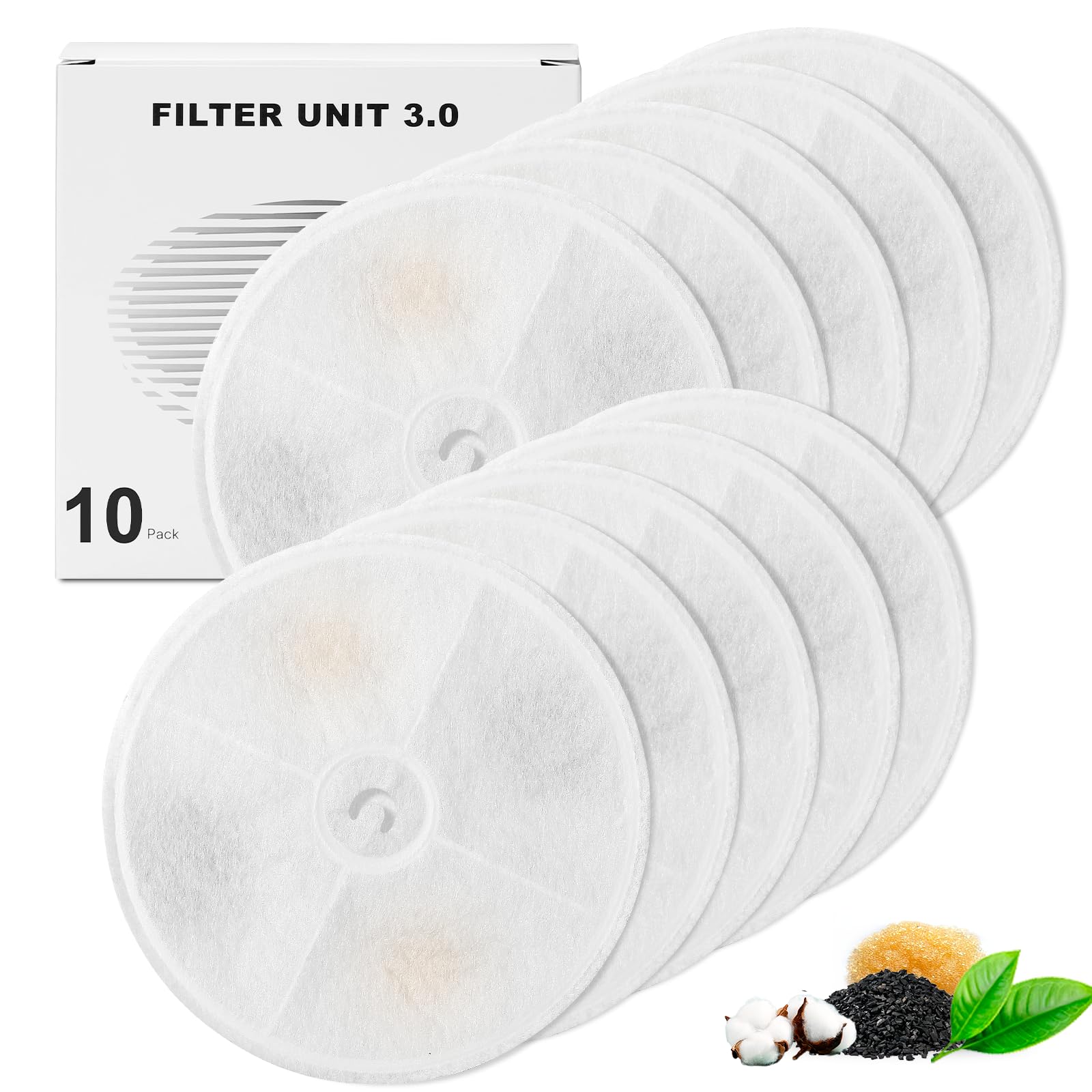 Unidades de filtro mejoradas 3.0 para fuentes de agua para gatos E versweet 2S/3/3 Pro, E versweet Solo/Solo SE y más, repuesto de filtro de fuente de agua para mascotas (10 piezas)