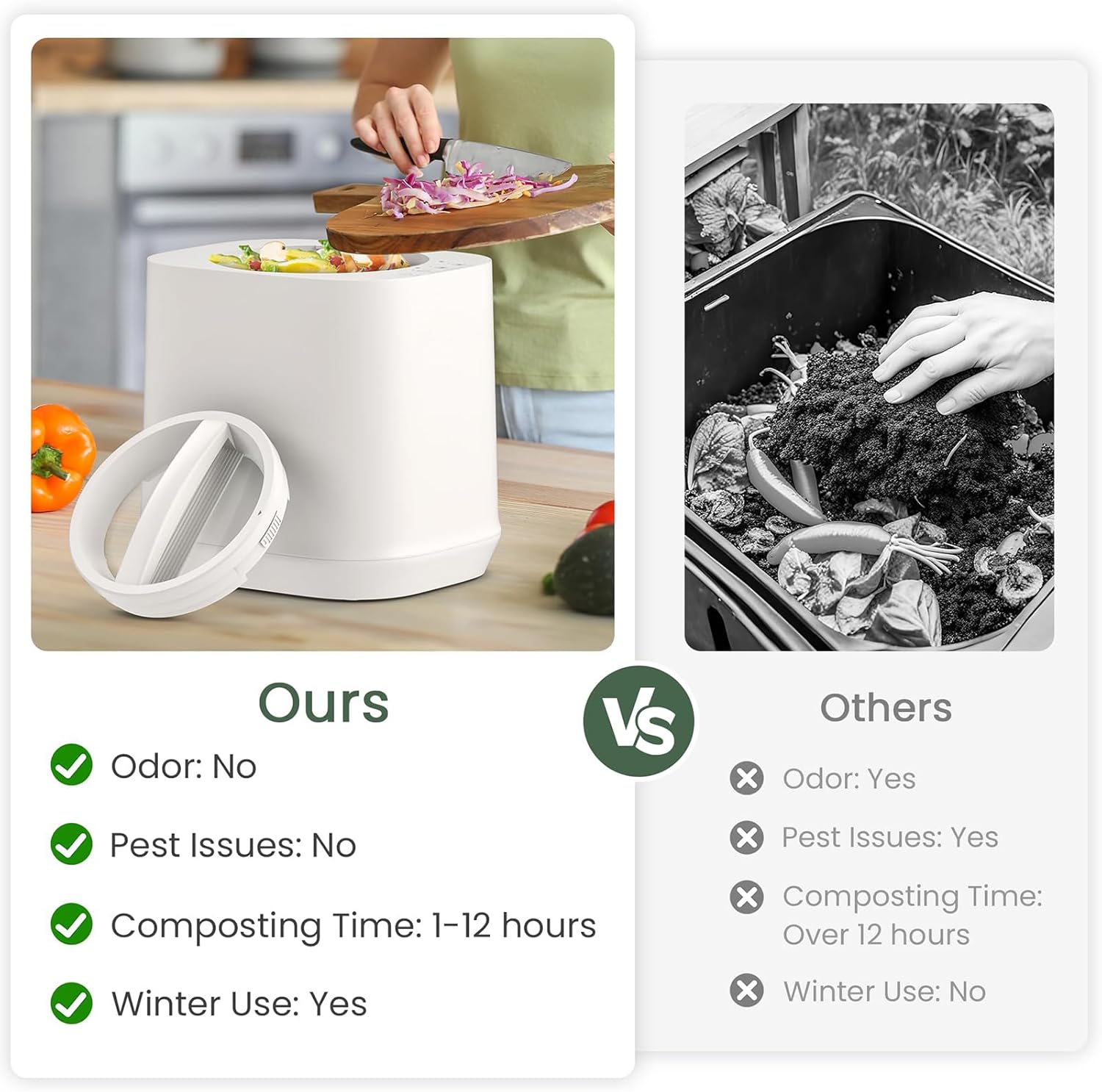 Electric Compost Bin, 4L Smart Waste Kitchen Composter, Features Auto-Cleaning Cycle, for Kitchen Scraps