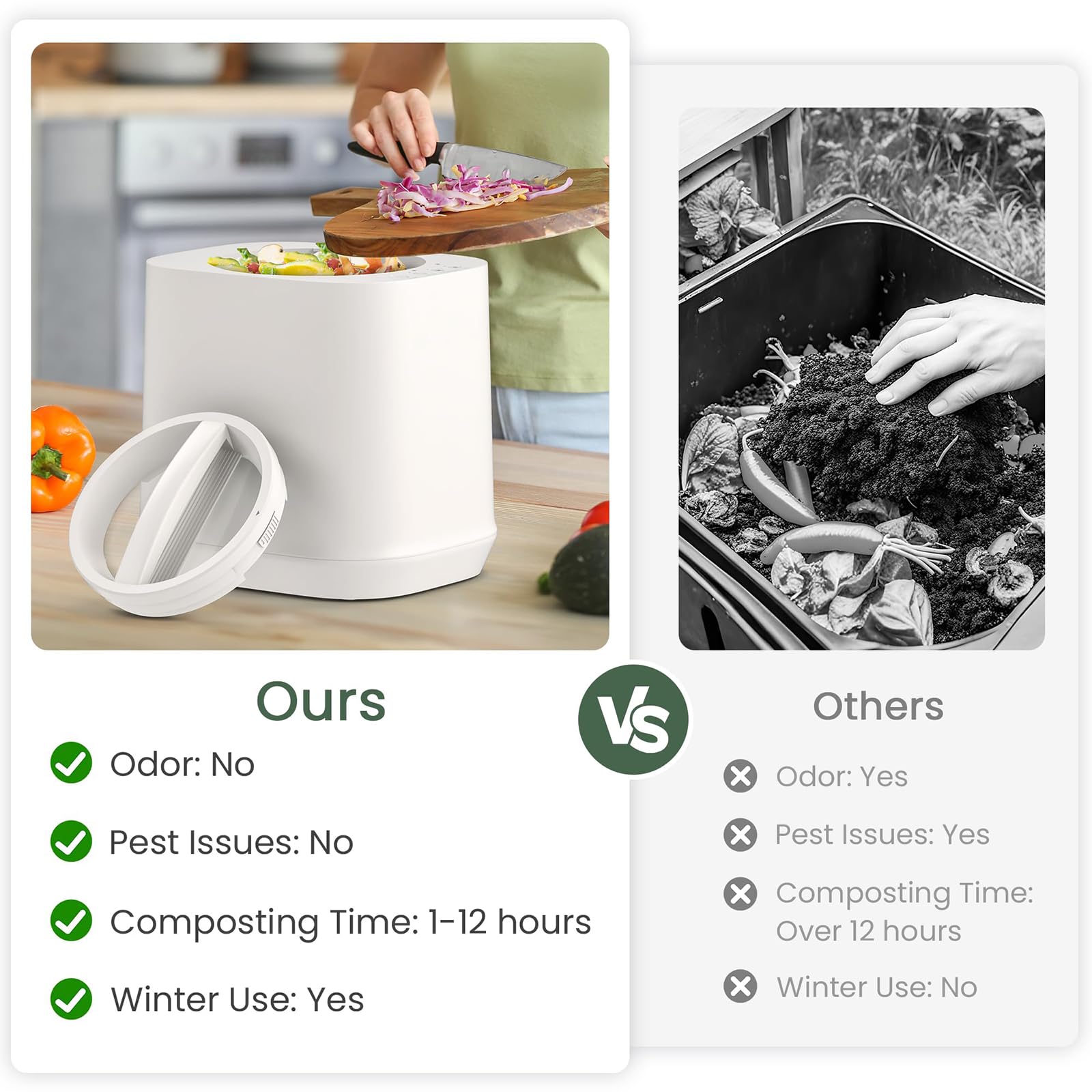 Cubo eléctrico de abono, compostador de cocina sin olor para interiores, 4 L, para residuos de alimentos, cuenta con ciclo de limpieza automática para facilitar el pre-compostaje de restos de cocina